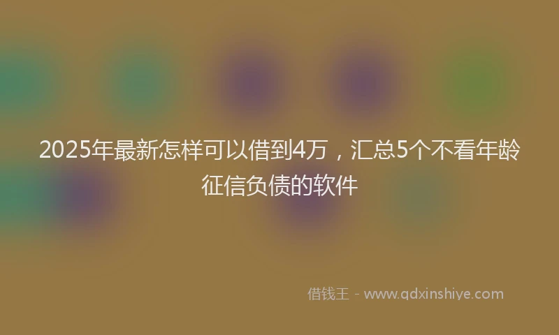 2025年最新怎样可以借到4万，汇总5个不看年龄征信负债的软件