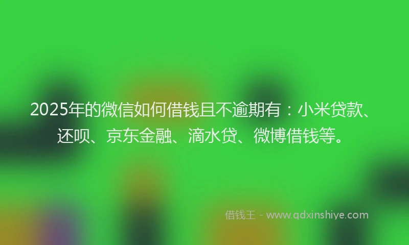 2025年的微信如何借钱且不逾期有：小米贷款、还呗、京东金融、滴水贷、微博借钱等。