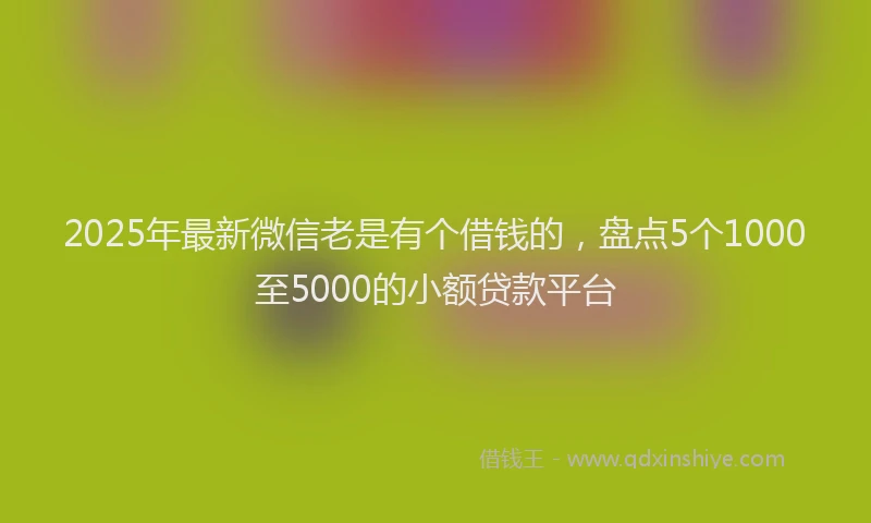 2025年最新微信老是有个借钱的，盘点5个1000至5000的小额贷款平台