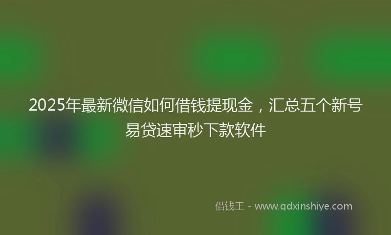 2025年最新微信如何借钱提现金，汇总五个新号易贷速审秒下款软件