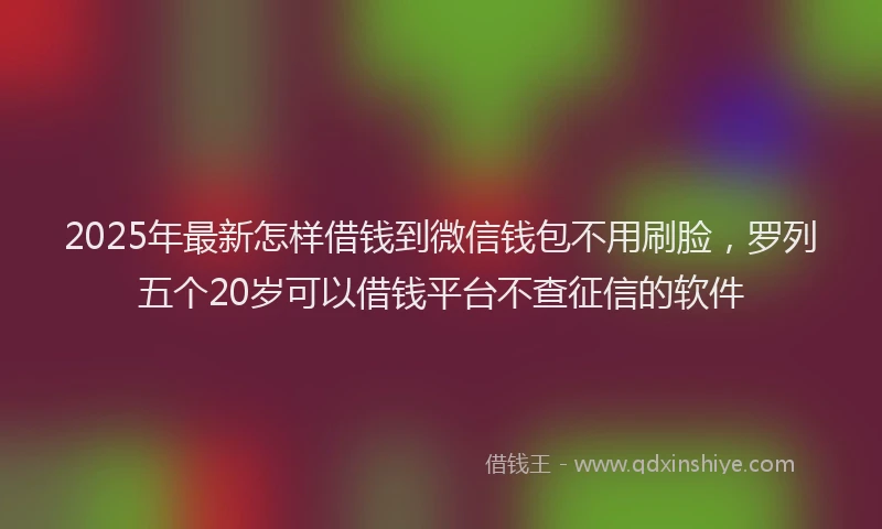 2025年最新怎样借钱到微信钱包不用刷脸，罗列五个20岁可以借钱平台不查征信的软件