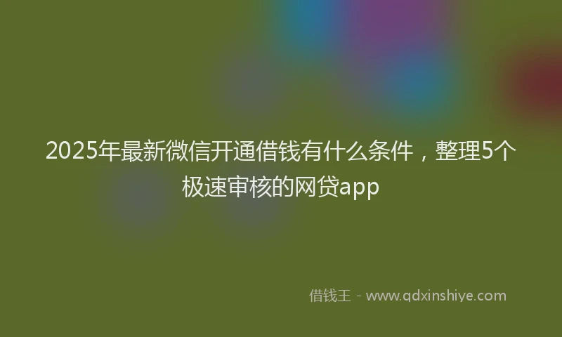 2025年最新微信开通借钱有什么条件，整理5个极速审核的网贷app