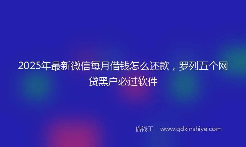 2025年最新微信每月借钱怎么还款，罗列五个网贷黑户必过软件