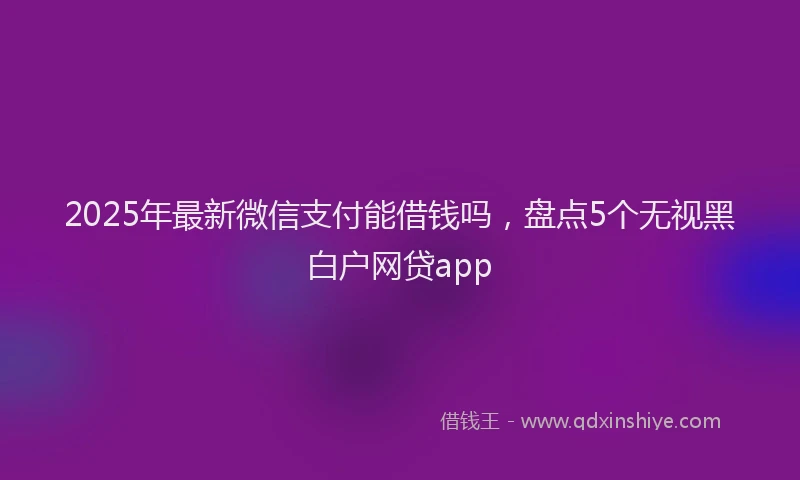 2025年最新微信支付能借钱吗，盘点5个无视黑白户网贷app