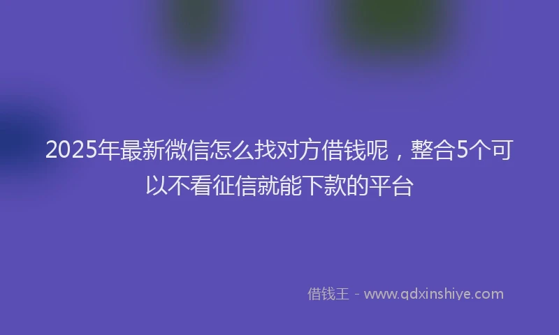 2025年最新微信怎么找对方借钱呢，整合5个可以不看征信就能下款的平台