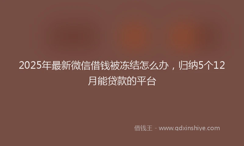 2025年最新微信借钱被冻结怎么办，归纳5个12月能贷款的平台