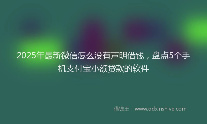 2025年最新微信怎么没有声明借钱，盘点5个手机支付宝小额贷款的软件