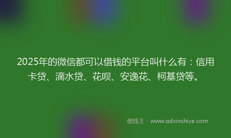 2025年的微信都可以借钱的平台叫什么有：信用卡贷、滴水贷、花呗、安逸花、柯基贷等。