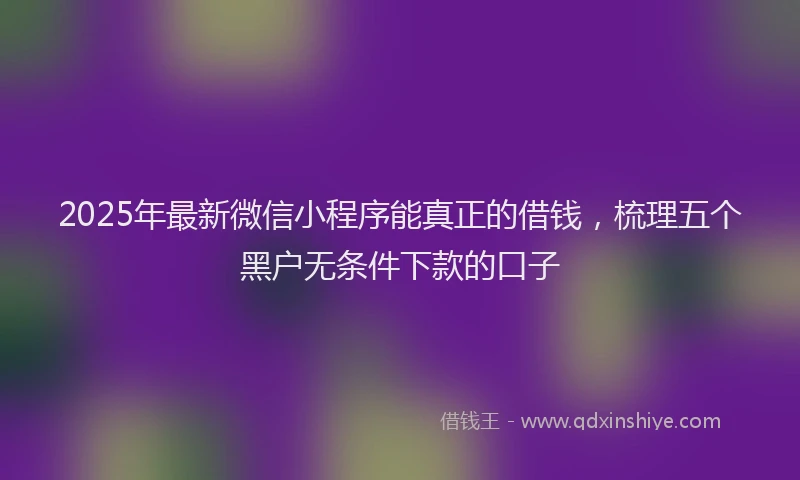 2025年最新微信小程序能真正的借钱，梳理五个黑户无条件下款的口子