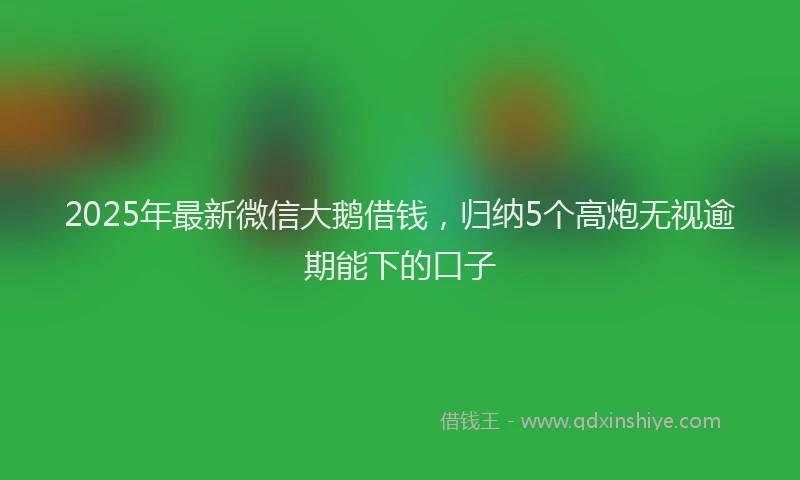2025年最新微信大鹅借钱，归纳5个高炮无视逾期能下的口子