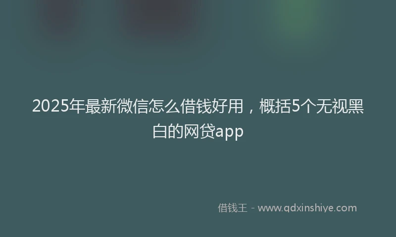2025年最新微信怎么借钱好用，概括5个无视黑白的网贷app