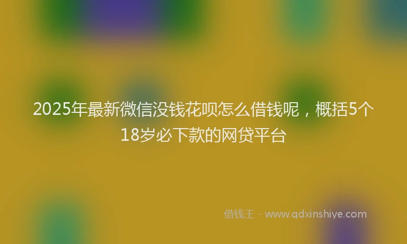 2025年最新微信没钱花呗怎么借钱呢，概括5个18岁必下款的网贷平台