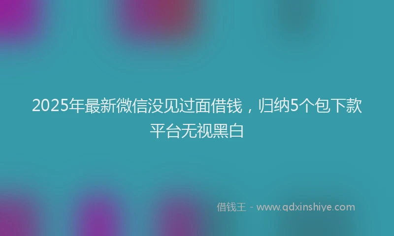 2025年最新微信没见过面借钱，归纳5个包下款平台无视黑白