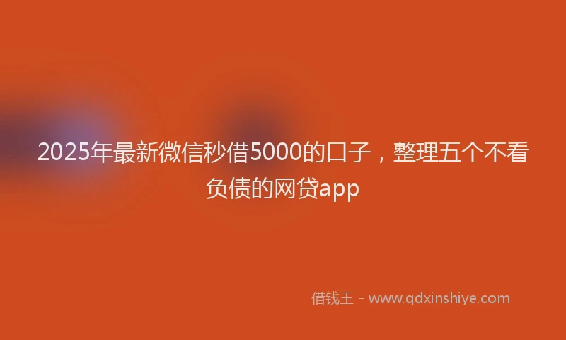 2025年最新微信秒借5000的口子，整理五个不看负债的网贷app