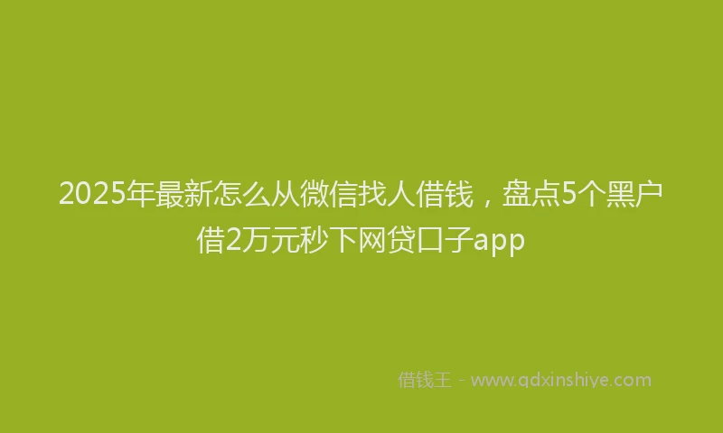 2025年最新怎么从微信找人借钱，盘点5个黑户借2万元秒下网贷口子app