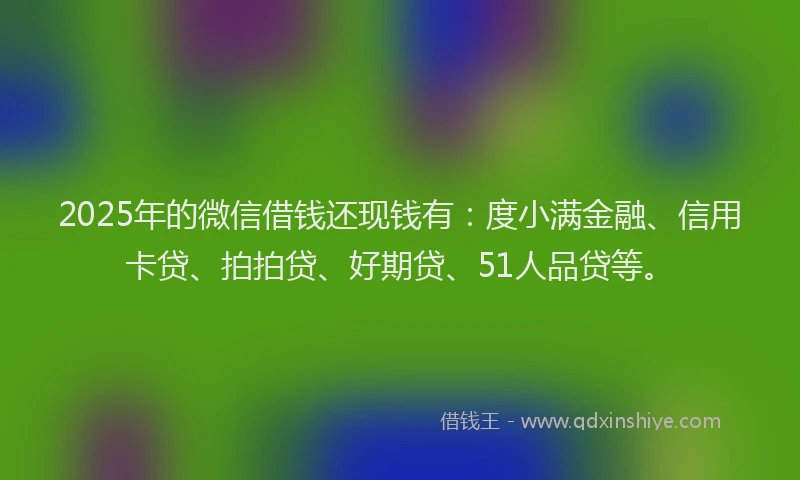 2025年的微信借钱还现钱有：度小满金融、信用卡贷、拍拍贷、好期贷、51人品贷等。