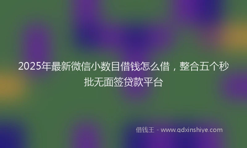2025年最新微信小数目借钱怎么借，整合五个秒批无面签贷款平台