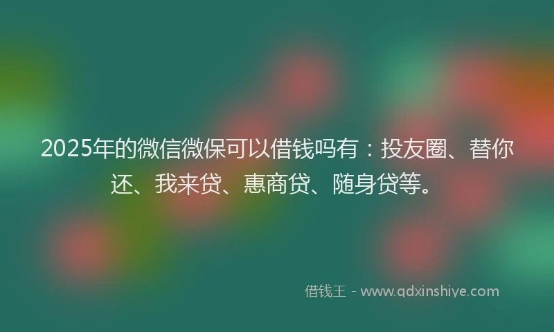 2025年的微信微保可以借钱吗有：投友圈、替你还、我来贷、惠商贷、随身贷等。