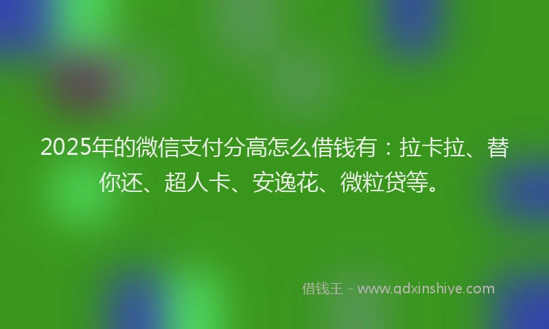 2025年的微信支付分高怎么借钱有：拉卡拉、替你还、超人卡、安逸花、微粒贷等。
