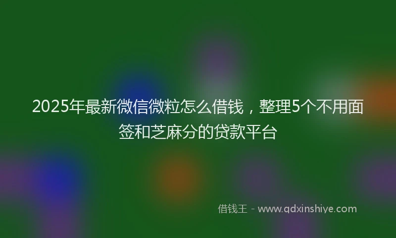 2025年最新微信微粒怎么借钱，整理5个不用面签和芝麻分的贷款平台