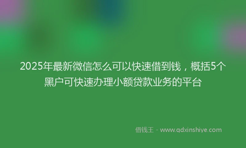 2025年最新微信怎么可以快速借到钱，概括5个黑户可快速办理小额贷款业务的平台