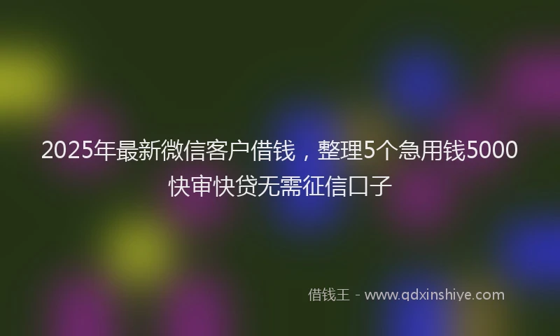 2025年最新微信客户借钱，整理5个急用钱5000快审快贷无需征信口子