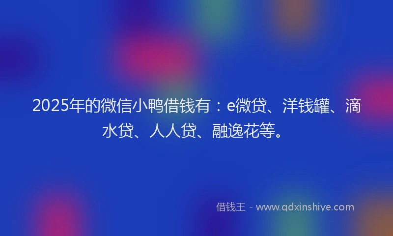 2025年的微信小鸭借钱有：e微贷、洋钱罐、滴水贷、人人贷、融逸花等。