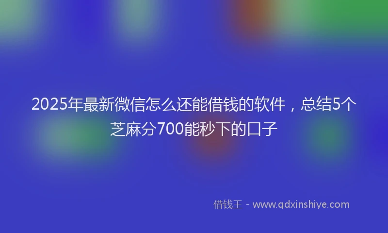 2025年最新微信怎么还能借钱的软件，总结5个芝麻分700能秒下的口子