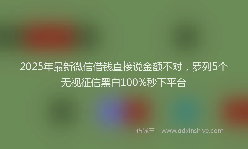2025年最新微信借钱直接说金额不对，罗列5个无视征信黑白100%秒下平台
