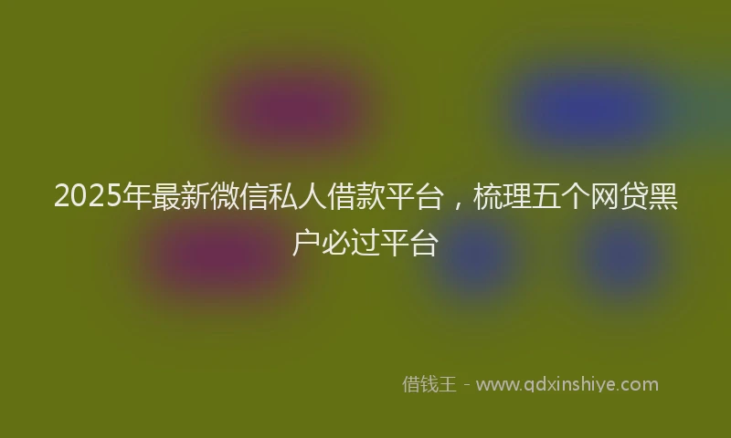 2025年最新微信私人借款平台，梳理五个网贷黑户必过平台