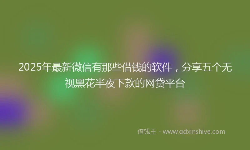 2025年最新微信有那些借钱的软件，分享五个无视黑花半夜下款的网贷平台