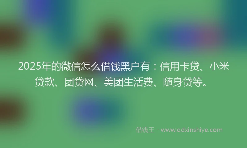 2025年的微信怎么借钱黑户有：信用卡贷、小米贷款、团贷网、美团生活费、随身贷等。