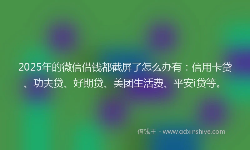 2025年的微信借钱都截屏了怎么办有：信用卡贷、功夫贷、好期贷、美团生活费、平安i贷等。