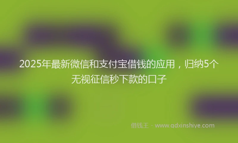 2025年最新微信和支付宝借钱的应用，归纳5个无视征信秒下款的口子