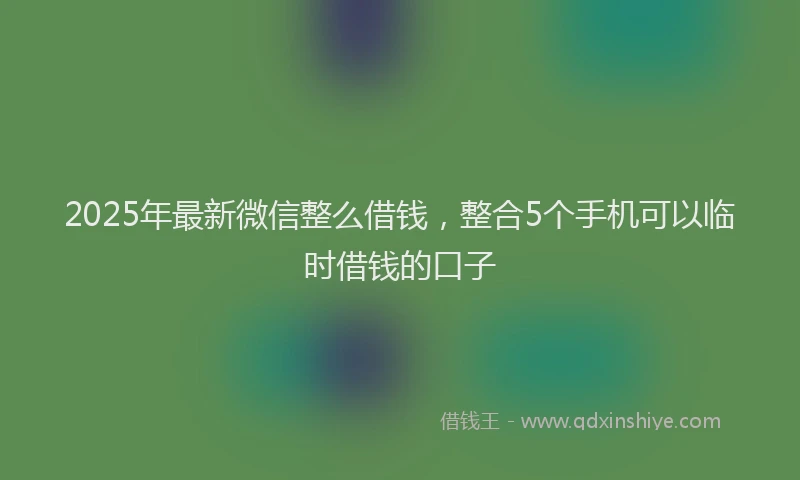 2025年最新微信整么借钱，整合5个手机可以临时借钱的口子