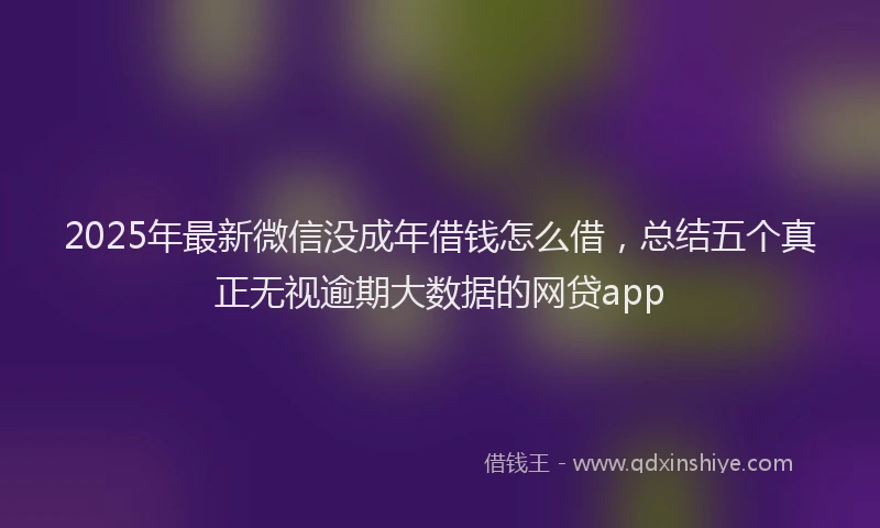 2025年最新微信没成年借钱怎么借，总结五个真正无视逾期大数据的网贷app