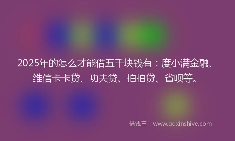 2025年的怎么才能借五千块钱有：度小满金融、维信卡卡贷、功夫贷、拍拍贷、省呗等。