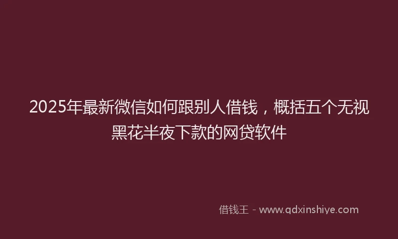 2025年最新微信如何跟别人借钱，概括五个无视黑花半夜下款的网贷软件