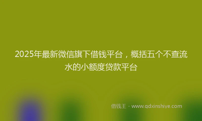 2025年最新微信旗下借钱平台，概括五个不查流水的小额度贷款平台