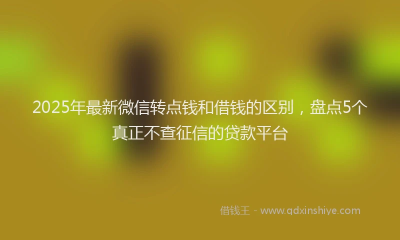 2025年最新微信转点钱和借钱的区别，盘点5个真正不查征信的贷款平台
