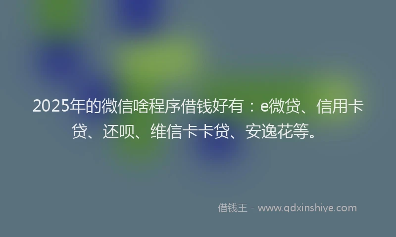 2025年的微信啥程序借钱好有：e微贷、信用卡贷、还呗、维信卡卡贷、安逸花等。