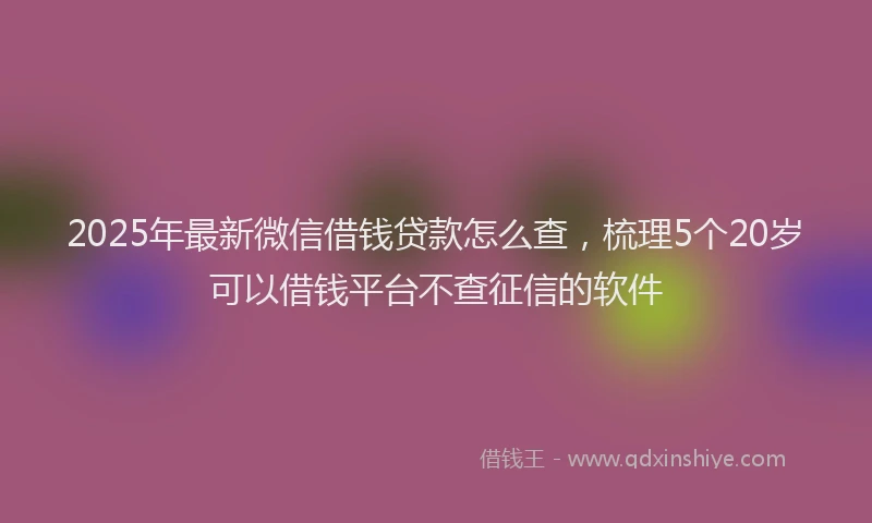 2025年最新微信借钱贷款怎么查，梳理5个20岁可以借钱平台不查征信的软件