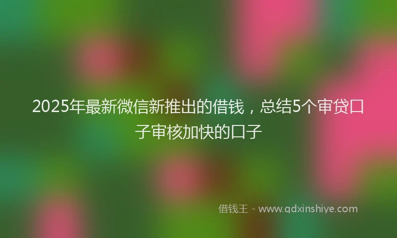 2025年最新微信新推出的借钱，总结5个审贷口子审核加快的口子
