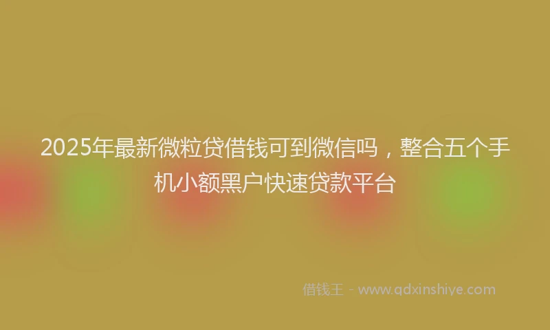 2025年最新微粒贷借钱可到微信吗，整合五个手机小额黑户快速贷款平台