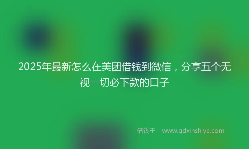 2025年最新怎么在美团借钱到微信，分享五个无视一切必下款的口子