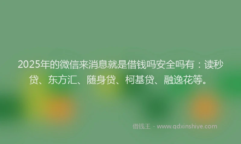 2025年的微信来消息就是借钱吗安全吗有：读秒贷、东方汇、随身贷、柯基贷、融逸花等。