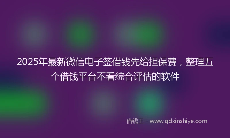 2025年最新微信电子签借钱先给担保费，整理五个借钱平台不看综合评估的软件