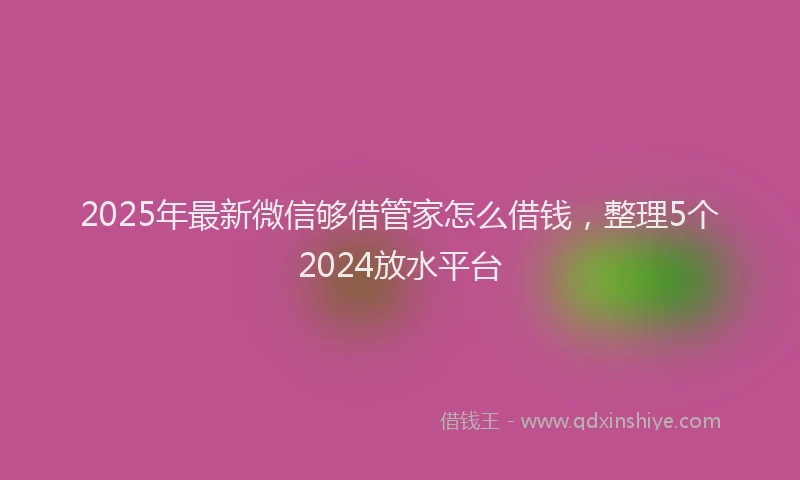 2025年最新微信够借管家怎么借钱，整理5个2024放水平台