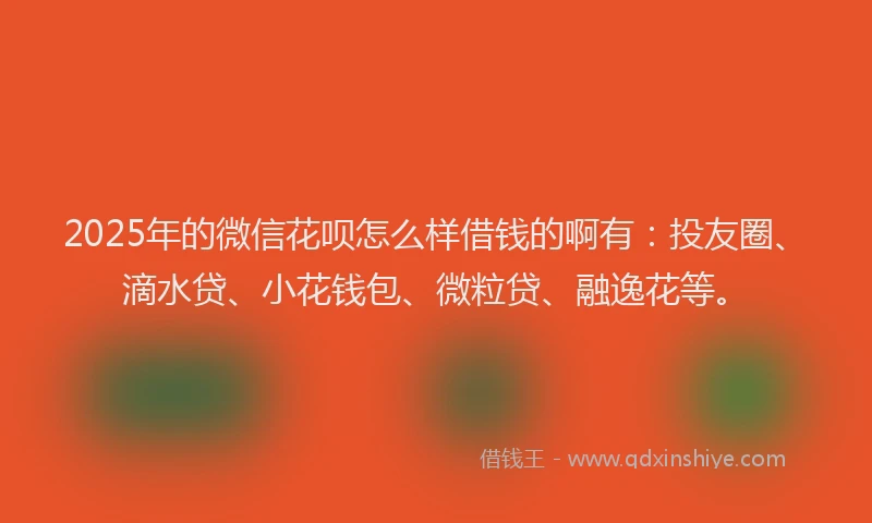 2025年的微信花呗怎么样借钱的啊有：投友圈、滴水贷、小花钱包、微粒贷、融逸花等。
