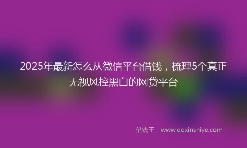 2025年最新怎么从微信平台借钱，梳理5个真正无视风控黑白的网贷平台